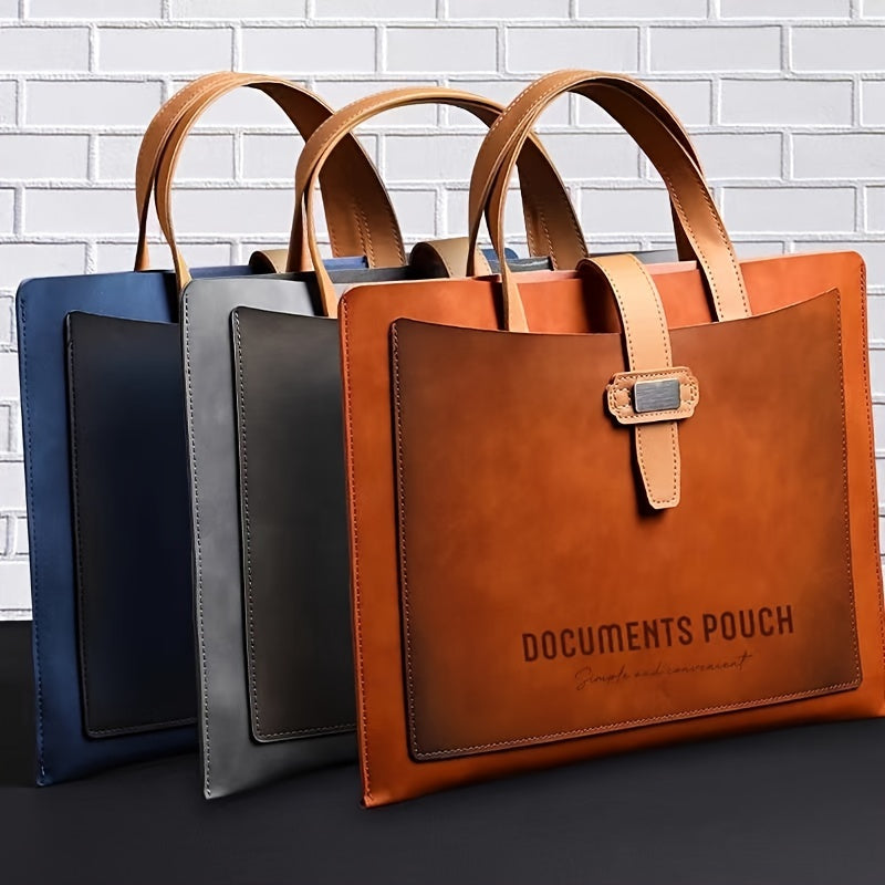 Carpeta de documentos de cuero vintage tamaño A4, organizador de archivos de PVC para negocios, de gran capacidad