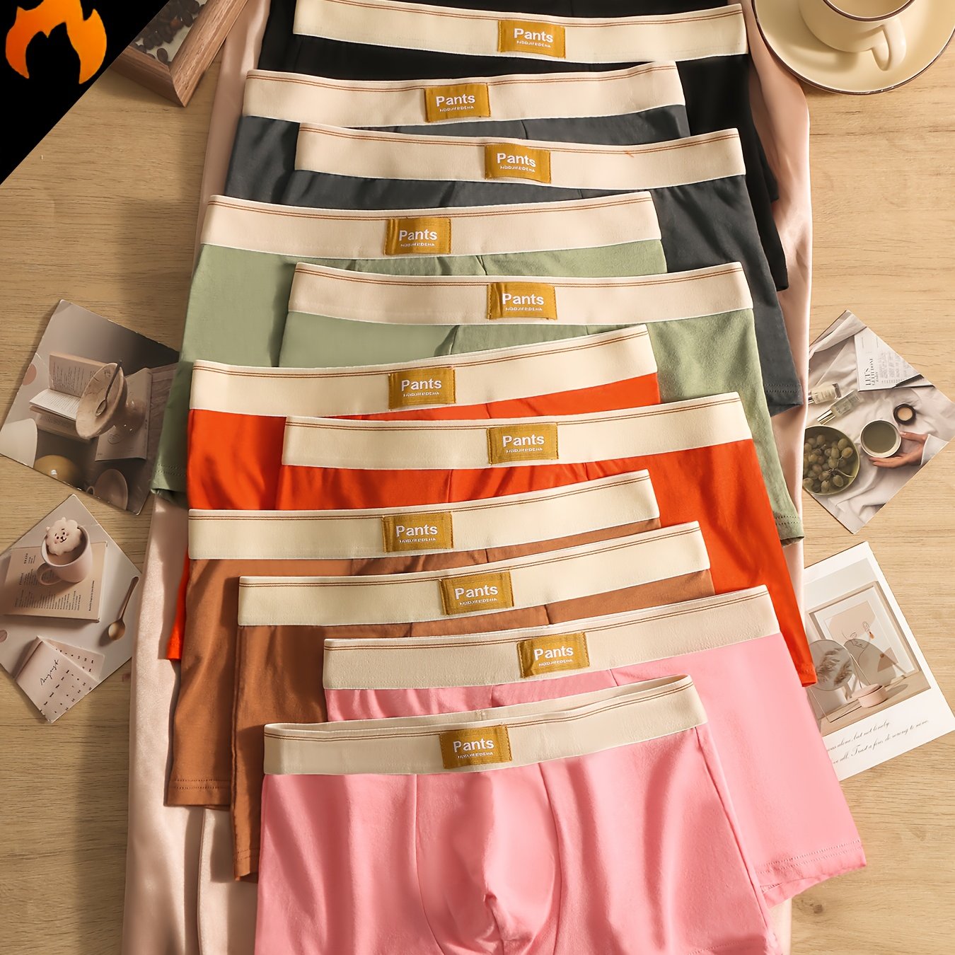 Erkaklar uchun 8 ta to'plam rangli boxer brieflar, nafas olish uchun qulay paxtadan tayyorlangan.