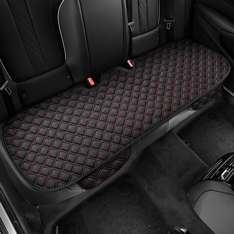 Cojín de asiento para coche cuadrado con textura de lino, transpirable, alfombrilla trasera, para todas las estaciones, universal