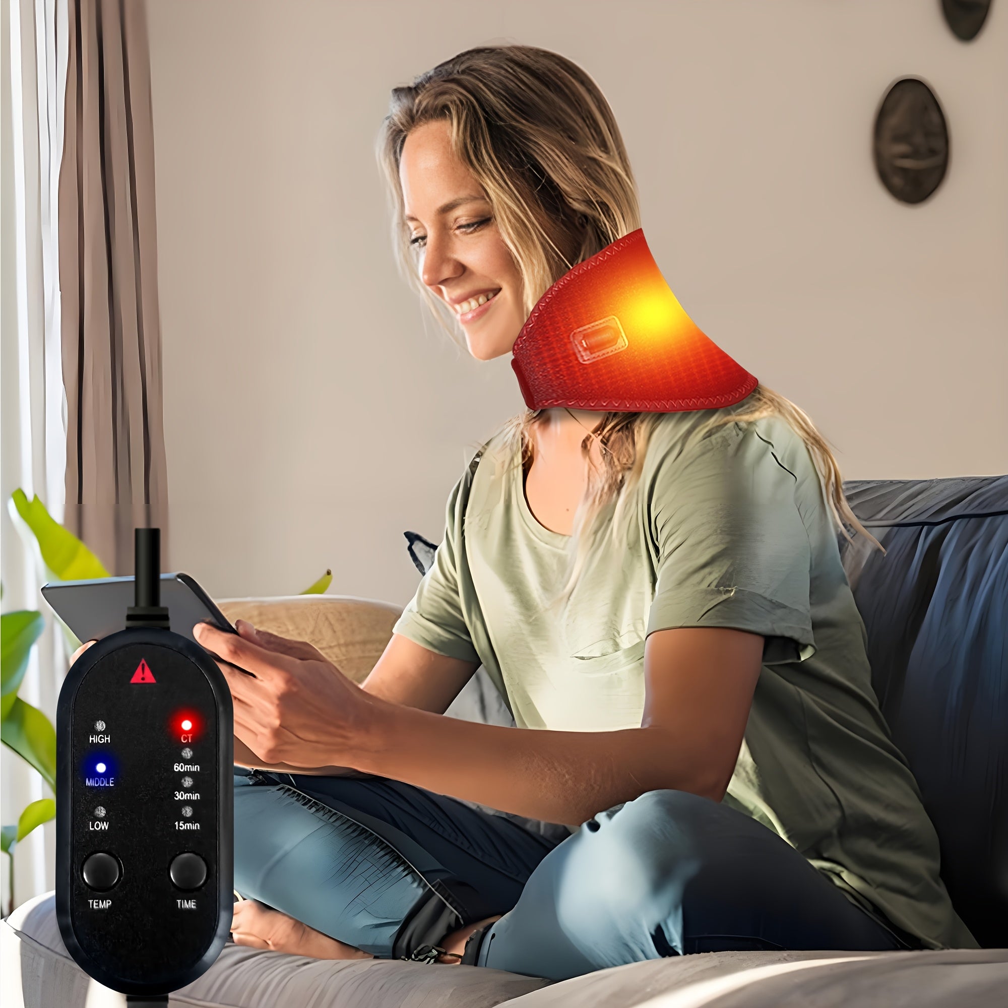 3 ta harorat tebranishi va 4 ta vaqt sozlamasi bilan qizdiriladigan bo'yin qo'llab-quvvatlash yostiqchasi.