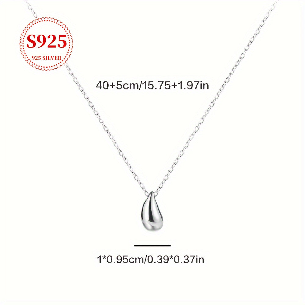 Sterling Silver Teardrop Necklace for Women 18K Gold Plated Minimalist Jewelry