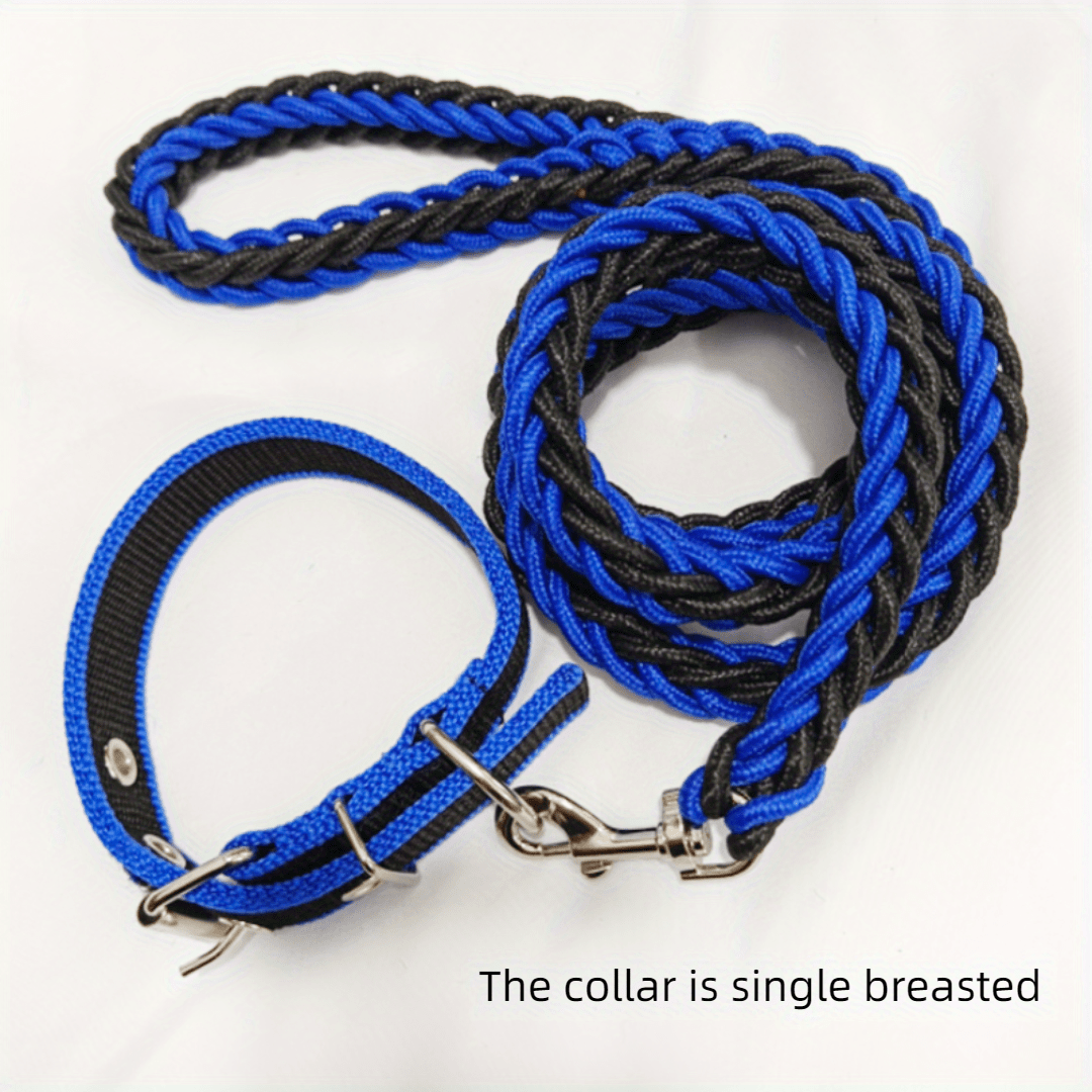 Heavy Duty Dog Collar and Leash Set with Braided Training Rope for Large Dogs