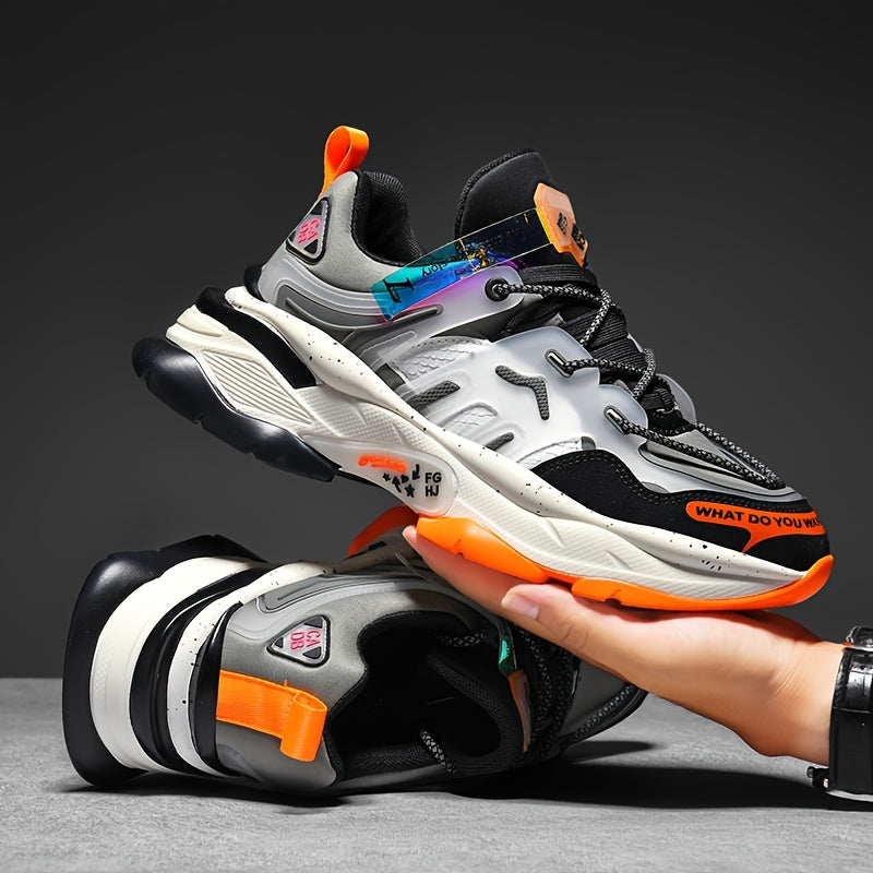 Men's Fabric Chunky Sneakers for Running Basketball and Workouts Breathable Shock Absorbing