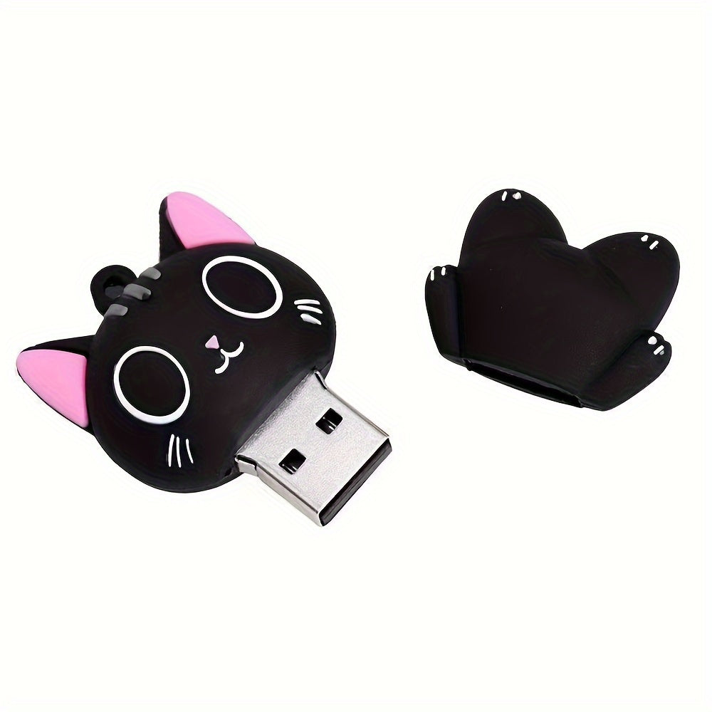 Cute Cat USB Flash Drive 128GB Silicone Portable Data Storage Device