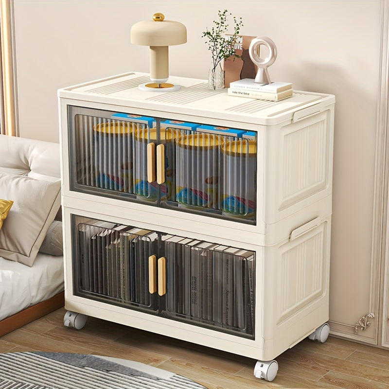 Foldable Plastic Storage Cabinet Multi-Layer Space-Saving Organizer for Home Desk Drawer