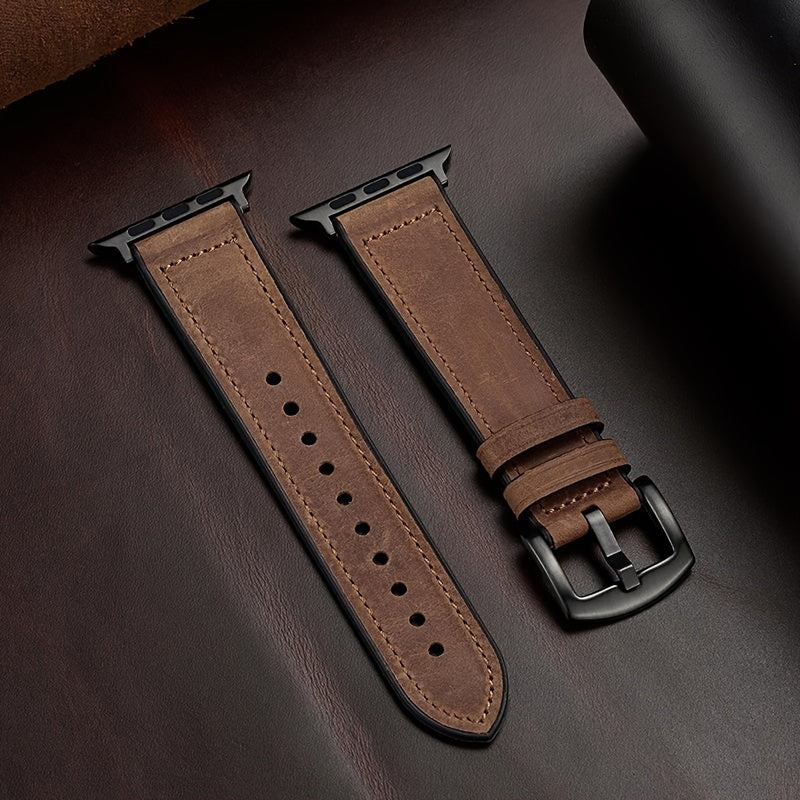 Faux Leather Watch Strap for iWatch Series 3 4 5 6 7 8 Ultra SE 38mm 40mm 41mm 42mm 44mm 45mm 49mm