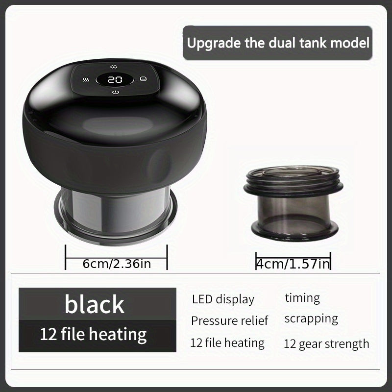 Ikkita qizdirish, qirqish va nafas terapiyasi uchun 6/12 darajadagi elektr massaj asbobi.