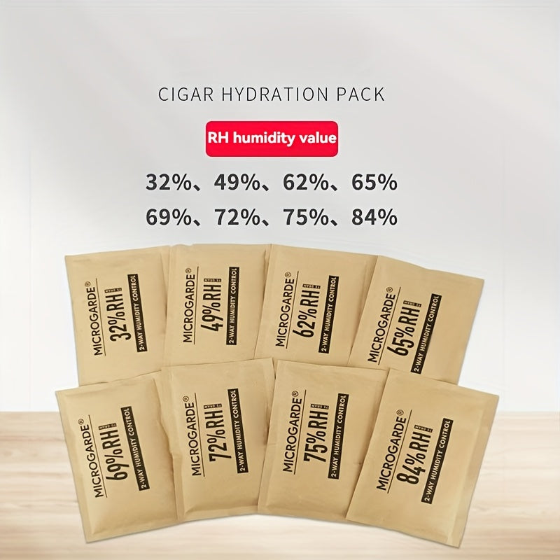 2pcs Portable Cigar Humidity Control Bags Beige Dual-Action No Electricity