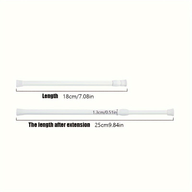 White Adjustable Curtain Rod for Doors and Windows with Spring Telescopic Feature