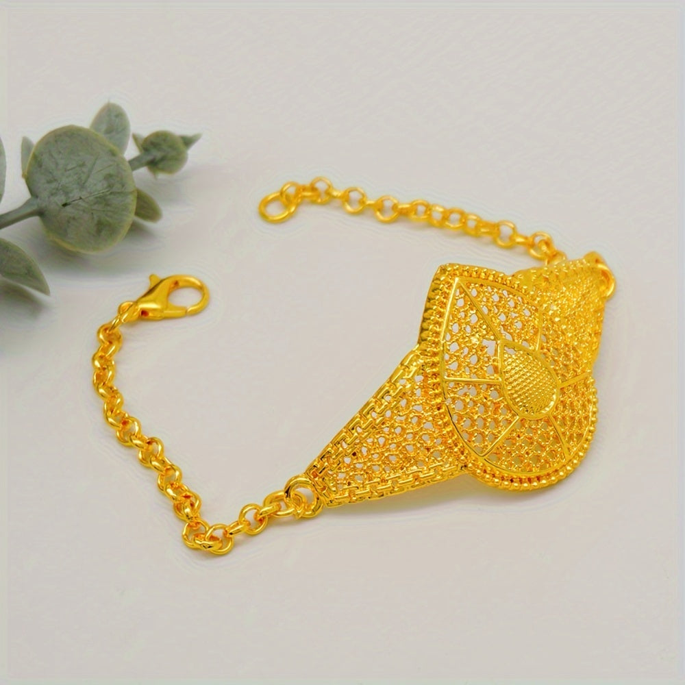 Copper Gold Bridal Jewelry Set with Tassel Earrings Necklace Ring Bracelet