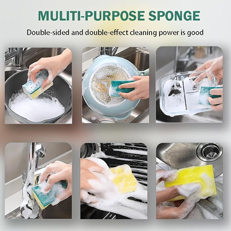 Cleaning Sponge Set 10/12/24pcs Double-Sided Scouring Pad for Kitchen and Dishwashing