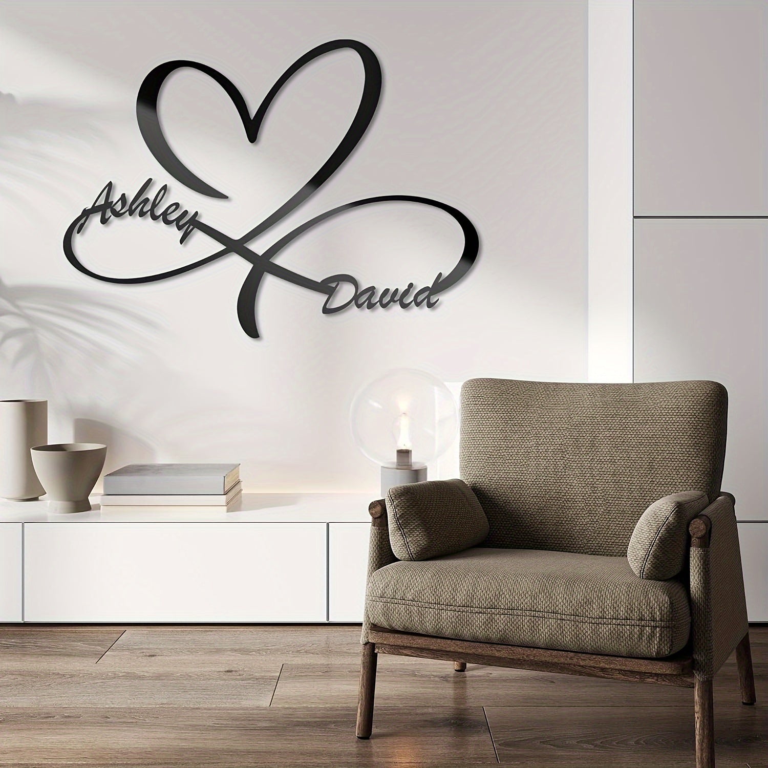 Metal Wall Art Heart Shape Customizable Monogram for Wedding or Couple Gift