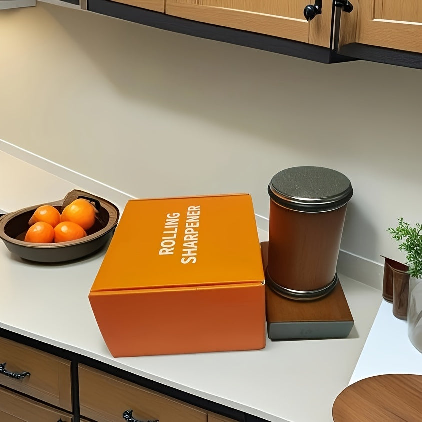 Manual Knife Sharpening Set with Walnut Wood and Diamond Coating, Adjustable Angles