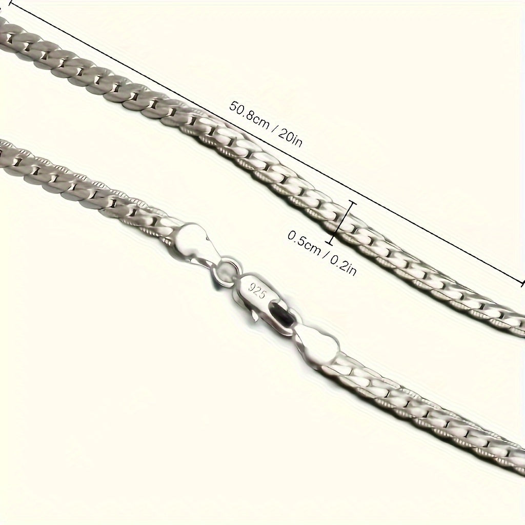Sterling Silver Necklace Chain 50cm for Women and Men Engagement Wedding Fashion