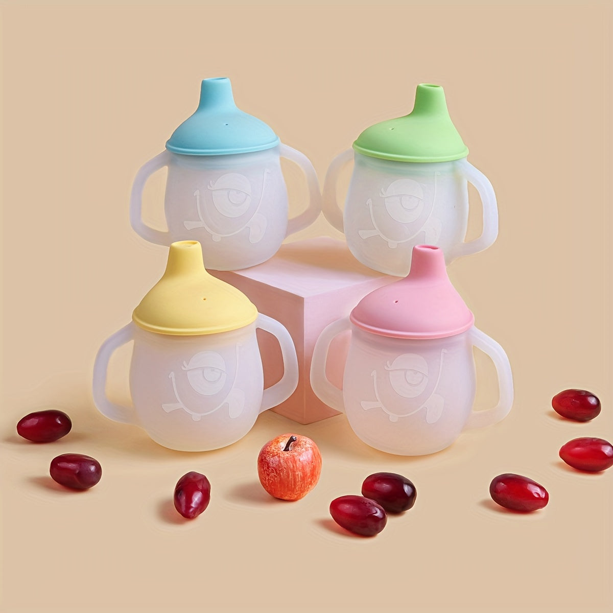 Kids Silicone Sippy Cup with Soft Spout and Easy-Grip Handles BPA-Free for Camping Milk Water