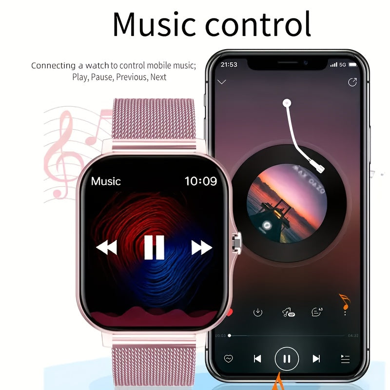 Big Screen Smart Watch with Wireless Call Sedentary Reminder Sports Modes Custom Watch Faces Weather Display Message Alerts Compatible with Android iPhone