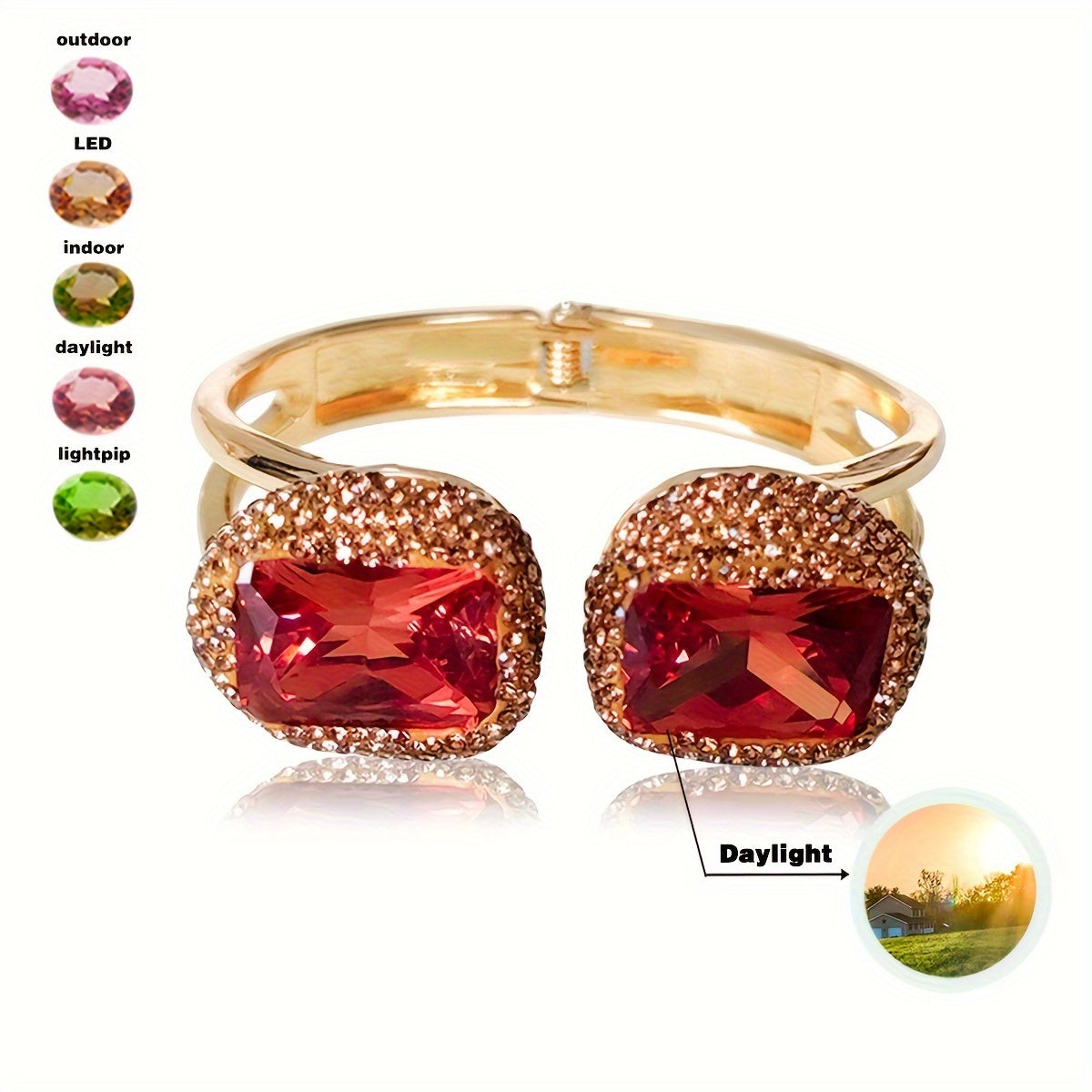 Gemstone Cuff Bracelet with Color-Changing Sultanite and Czech Accents for Women