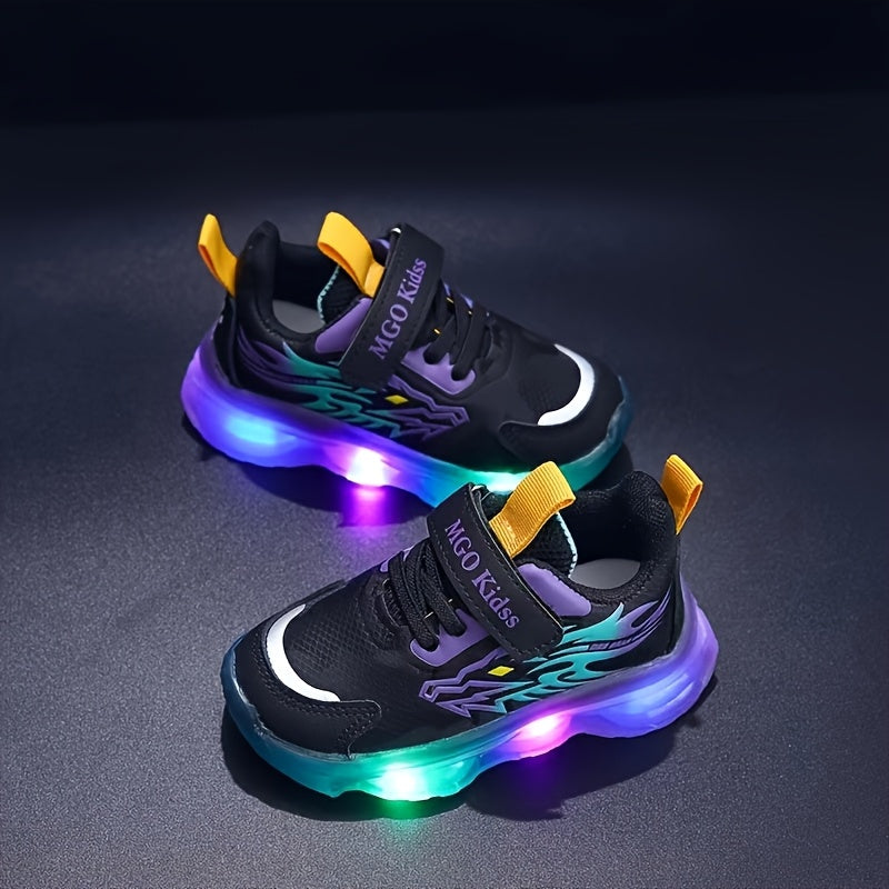 Boys Athletic Sneakers Mesh Non-Slip Sole Casual Sports Shoes with Easy Closure