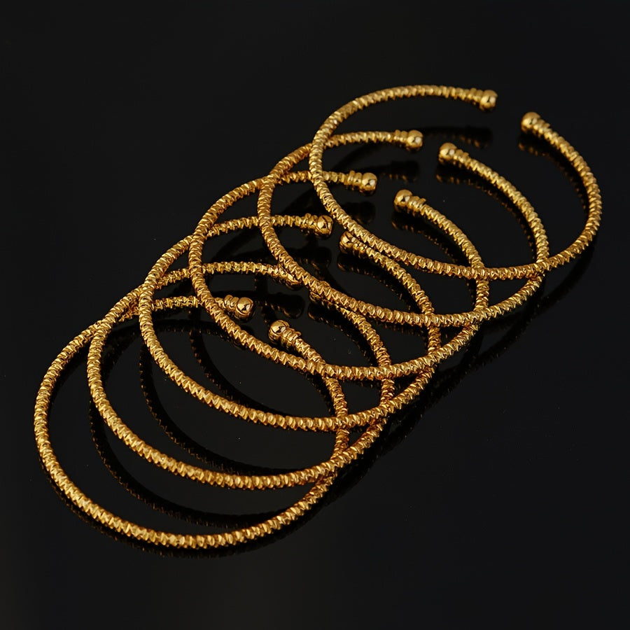 Браслет с двойными бусинами в восточном стиле - 6 штук, классические золотые свадебные украшения из Дубая, идеальный арабский подарок для женщин - отлично подходит для вечеринок и повседневной носки