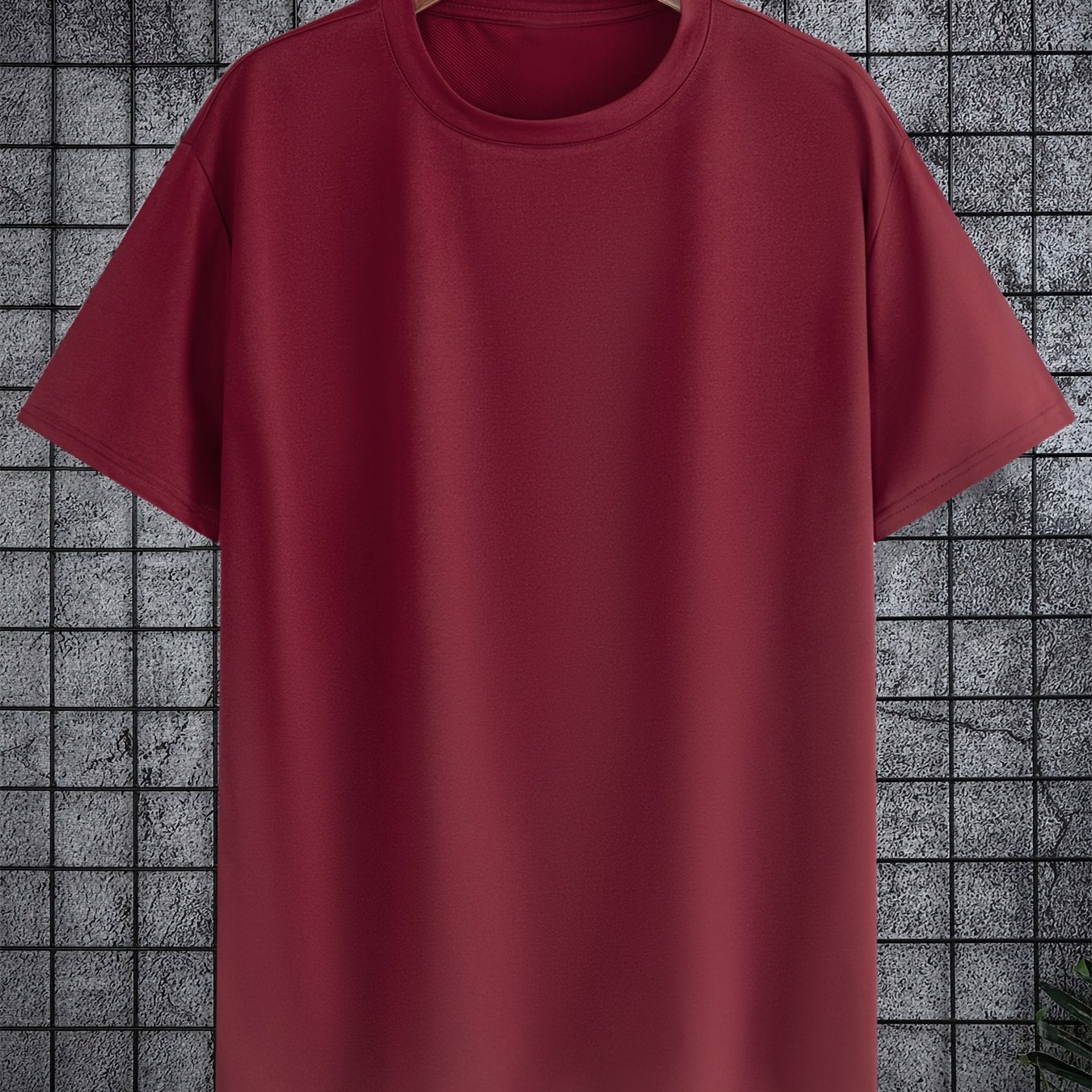 Мужская большая полиэстеровая однотонная футболка с круглым вырезом и короткими рукавами для лета