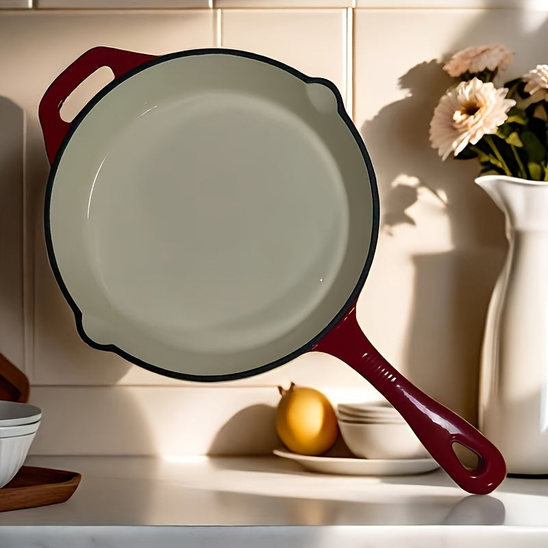 Cast Iron Skillet with Enamel Non-Stick Coating Oven Safe Induction Compatible 10 Inch