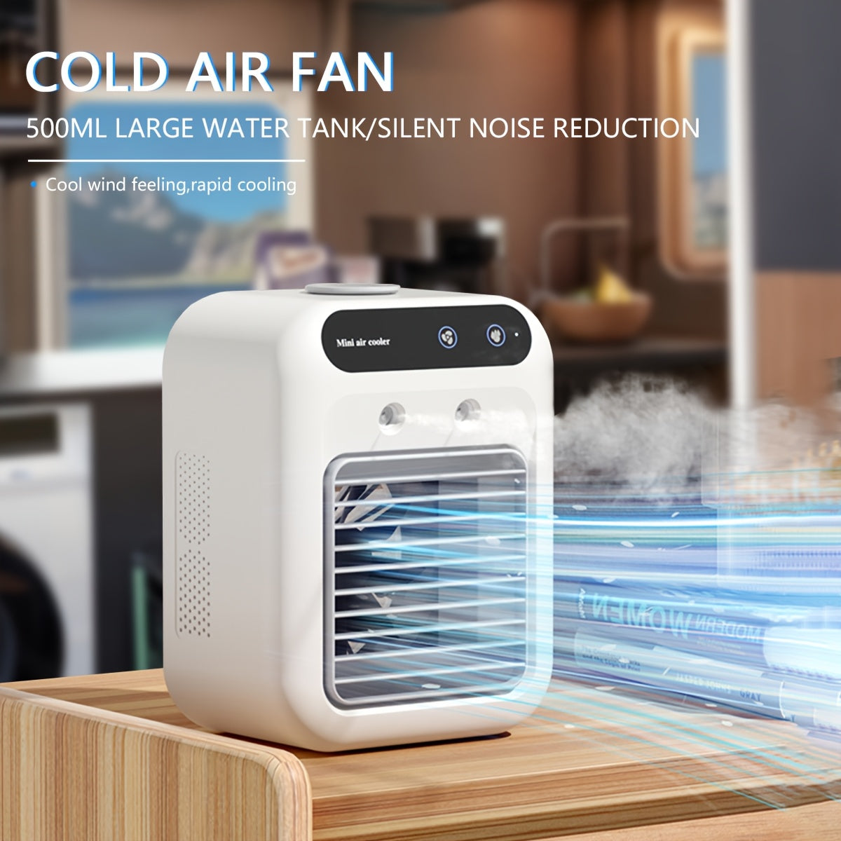 Portable USB Rechargeable Air Conditioner Humidifier for Home Office RV 3-Speed