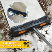 2-in-1 Pet Hair Remover Broom and Carpet Rake with Rubber Bristles