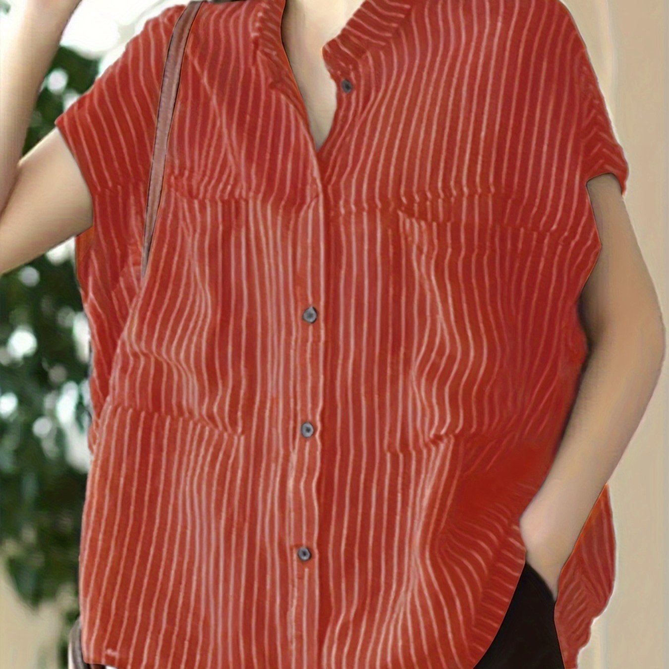 Plus o'lcham ayollar uchun erkin fit tugma bilan yopiladigan ko'ylak qora oq chiziqlar ofis kundalik