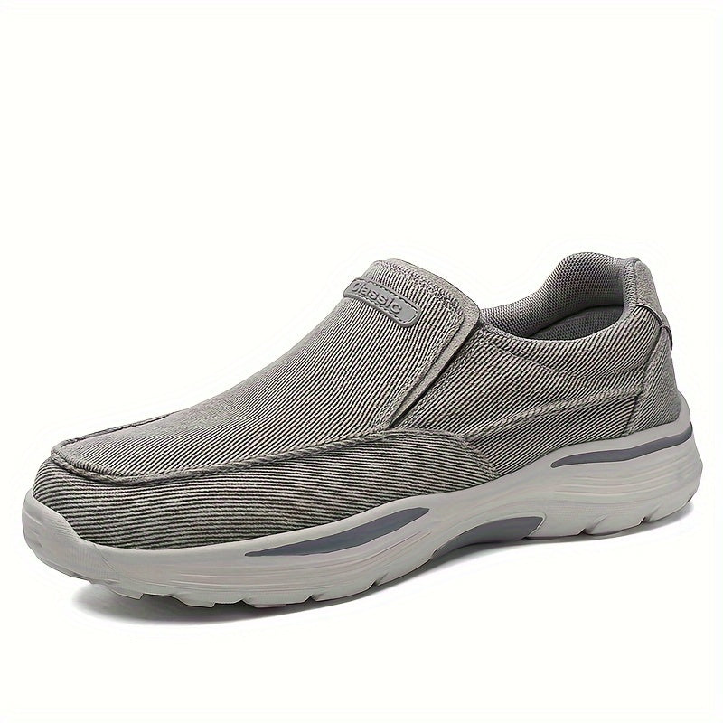Men's Solid Color Fabric Slip-On Sneakers Low Top Casual Shoes for Daily Wear
