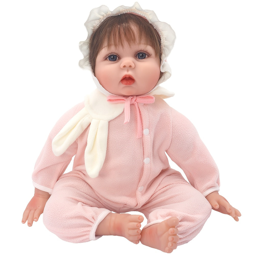 Pink Rabbit Ears Onesie with Cap for 22 Inch Silicone Dolls Kids Toy Clothing
