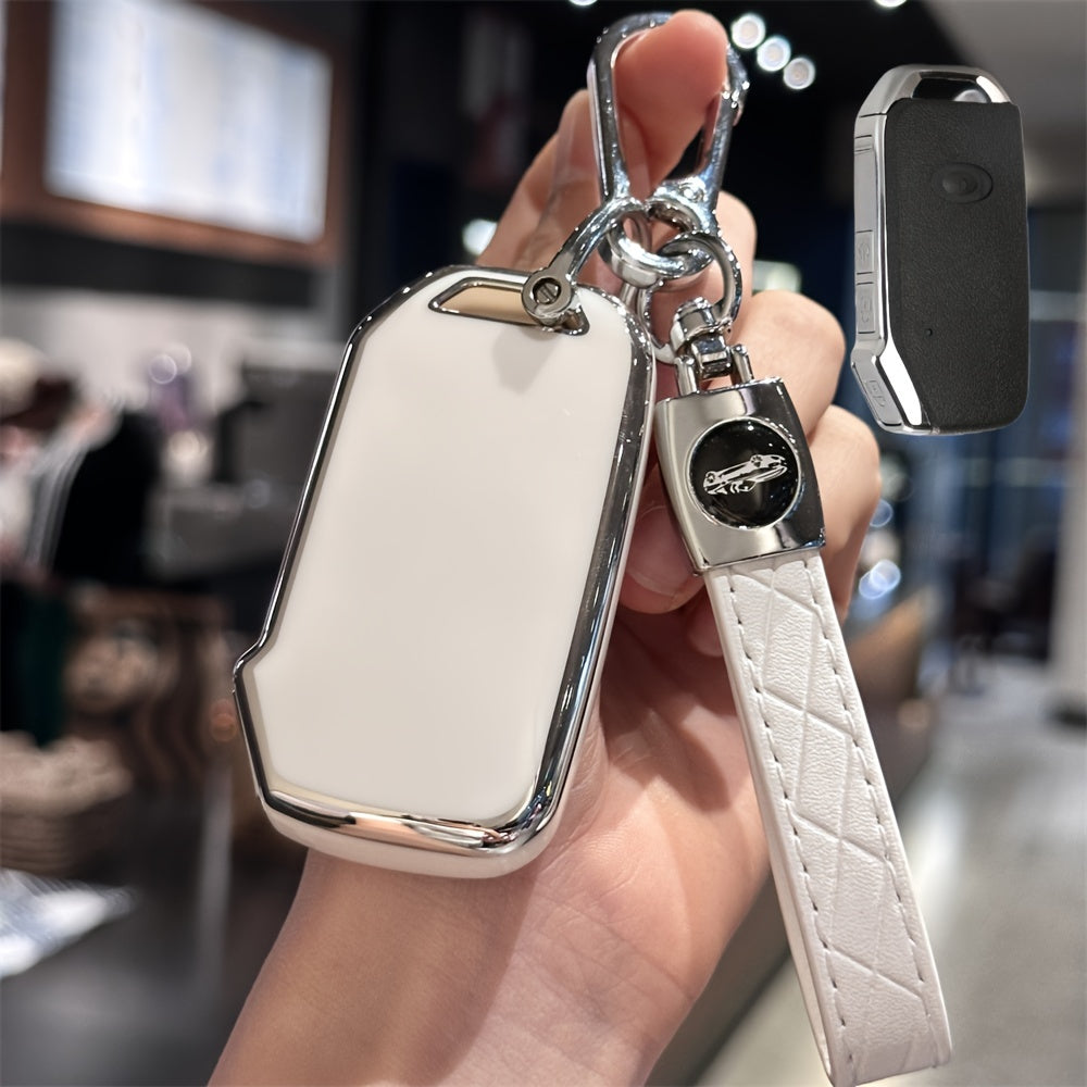 Premium TPU Car Key Case with Keychain for SUV Key Fob Cover Black