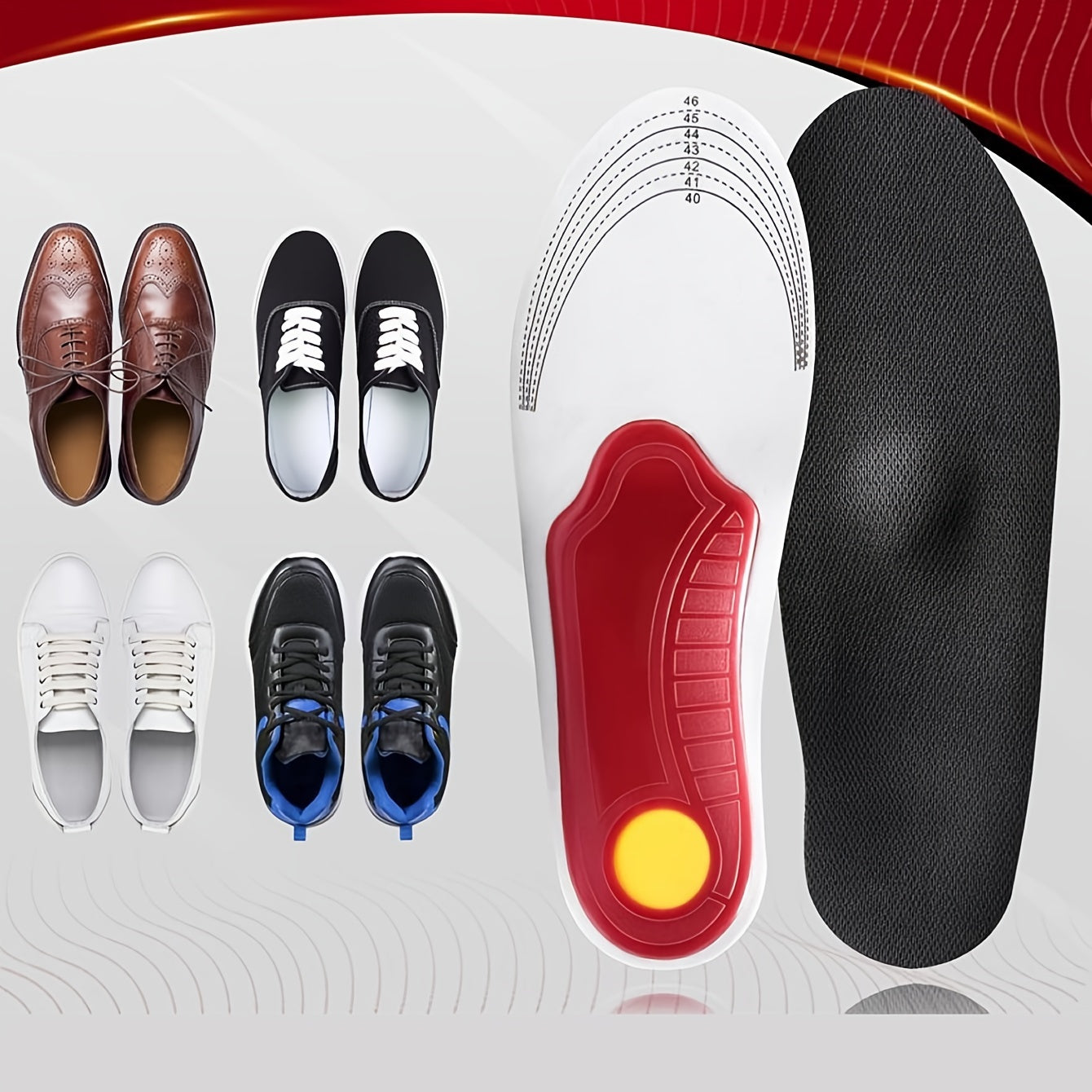 Unisex Shock-Absorbing Running Shoe Insoles for All Sizes and Comfort
