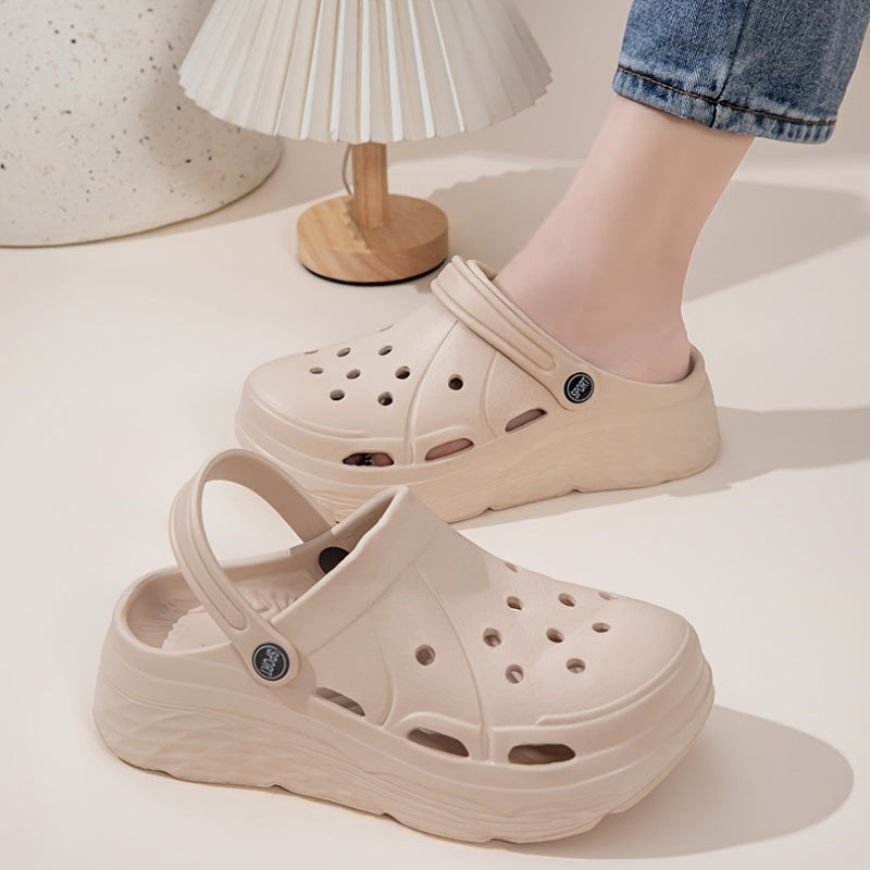 Women’s Casual EVA Platform Mules, Breathable Slip-On Clogs, Solid Color