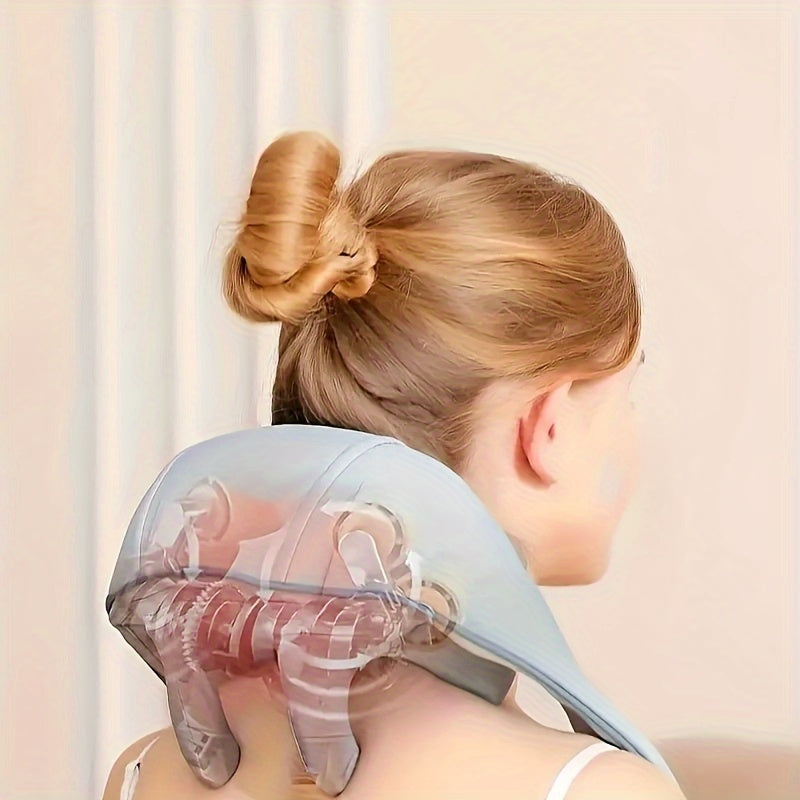 USB Rechargeable Neck and Shoulder Massager with Kneading and Clamping Functions