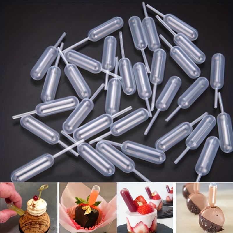 Set of 50 Plastic Droppers for Ice Cream Jelly Milkshakes Food Safe