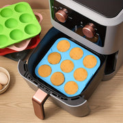 Square Silicone Cake Pan for Air Fryer 9 Cavities Oven Safe Dishwasher Safe