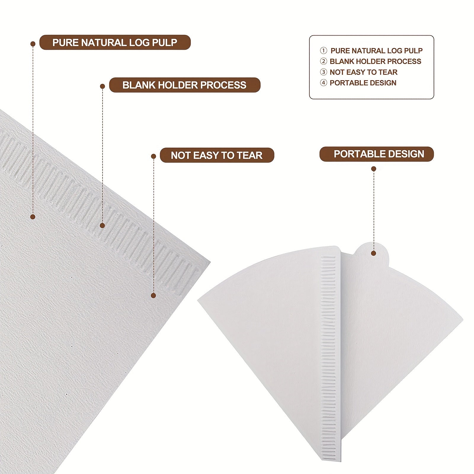 50/100pcs Cone-Shaped Coffee Filter Paper Disposable for Pour-Over Drip Makers