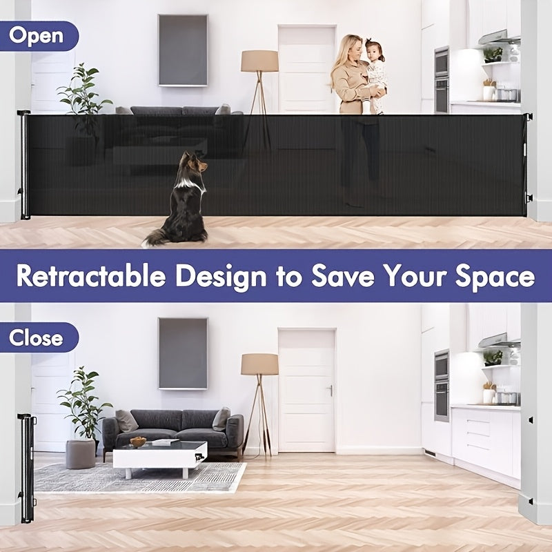 Extra Wide Retractable Baby Gate with Pet Door for Large Openings 299.72cm Indoor Outdoor