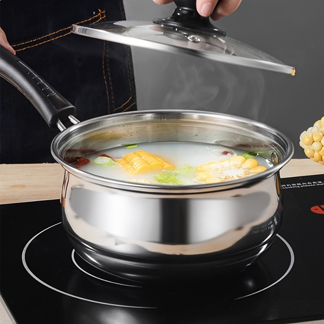 Three-Piece Stainless Steel Cookware Set Soup Pot Milk Pot Fryer Kitchen Use