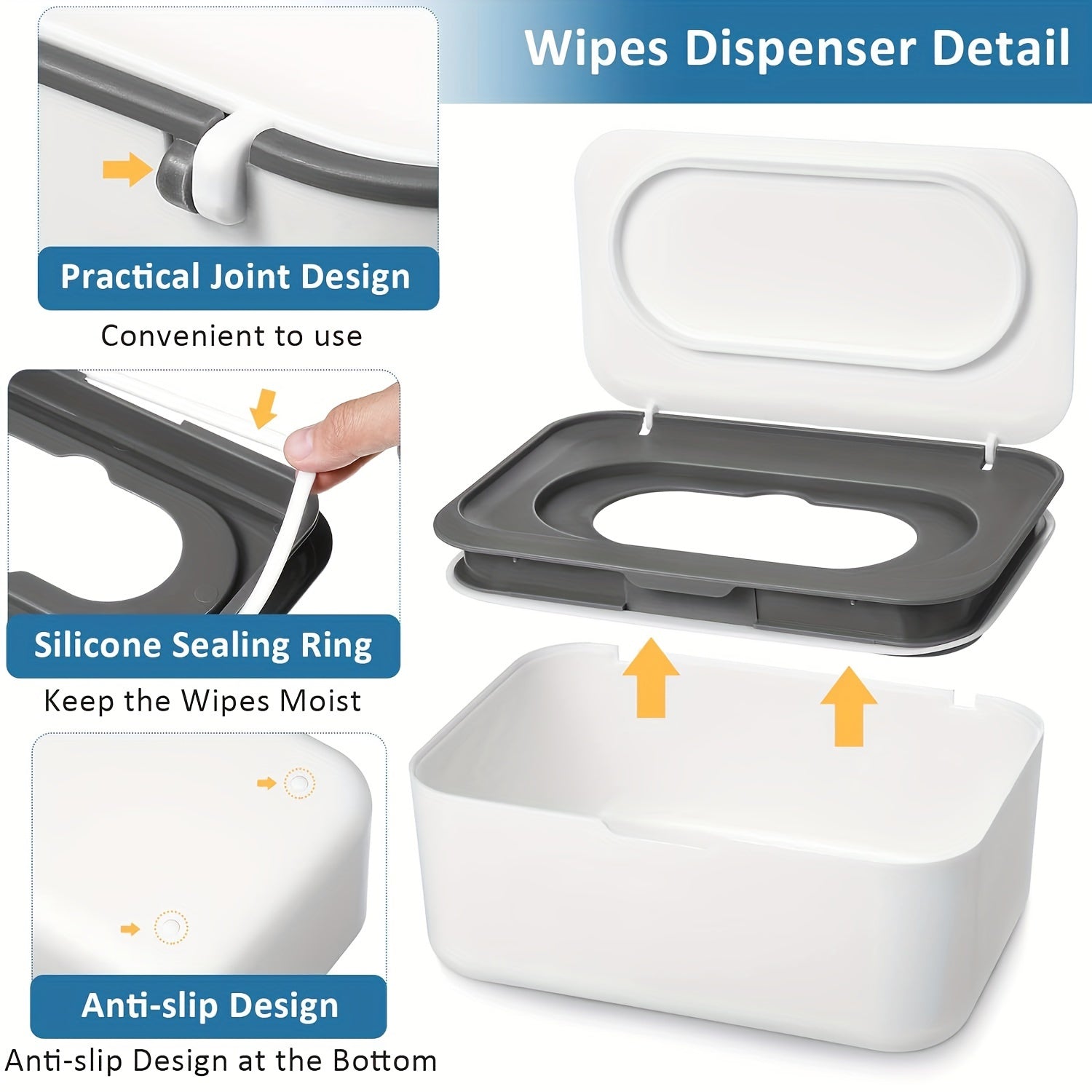 Adult Wipe Dispenser Refillable Container with One-Hand Operation Non-Slip Design