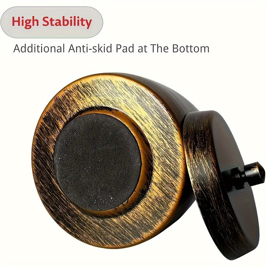 Elegant Windproof Iron Ashtray with Wood Grain Lid for Outdoor Use