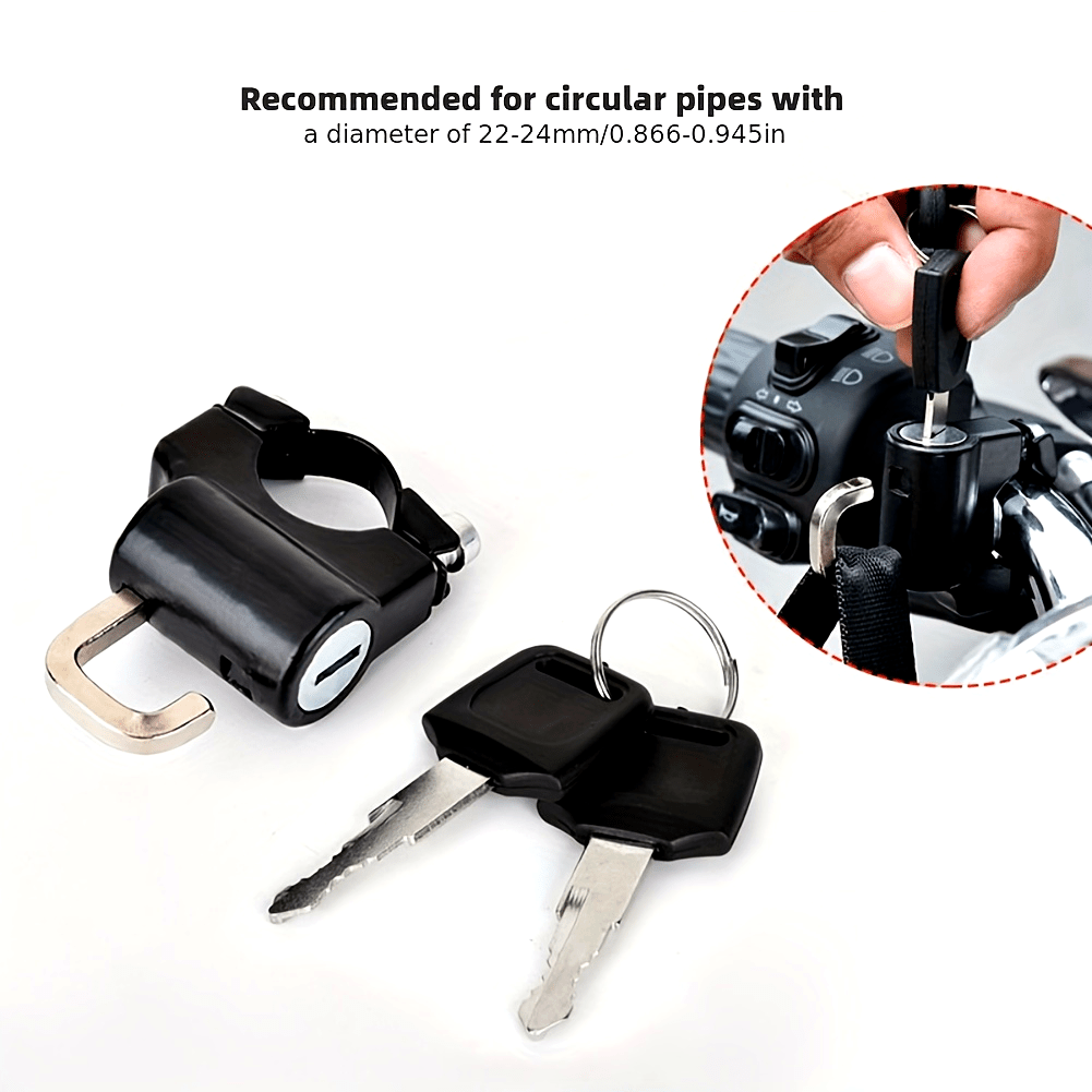 Motorcycle Helmet Lock Universal Bike Handlebar Lock for 22-28mm Tubing