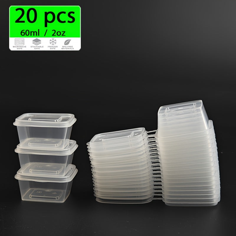 20 Pieces of 2-Ounce Disposable Plastic Cups with Lids Leakproof BPA-Free for Salads and Dressings