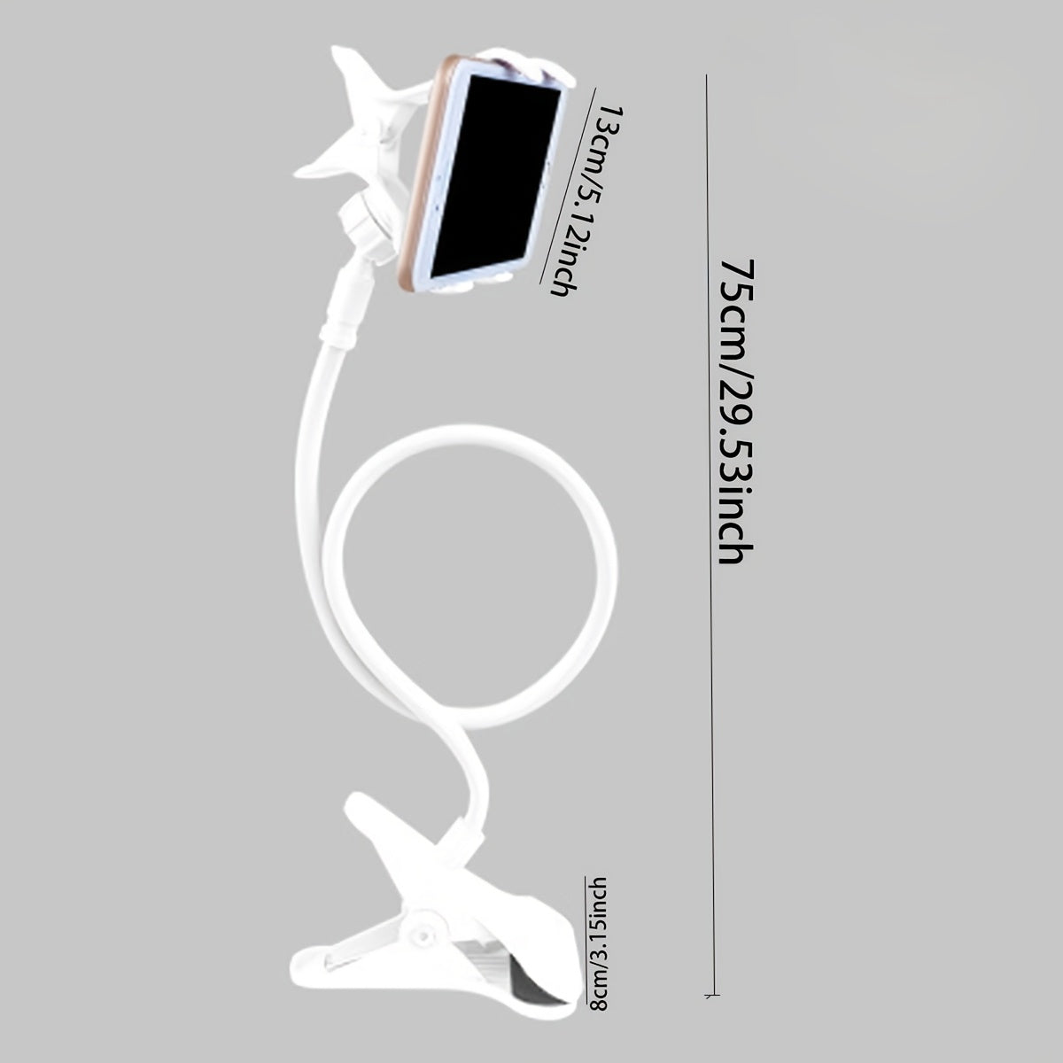 Universal Mobile Phone and Tablet Holder with Curved Double Clip for Headboard