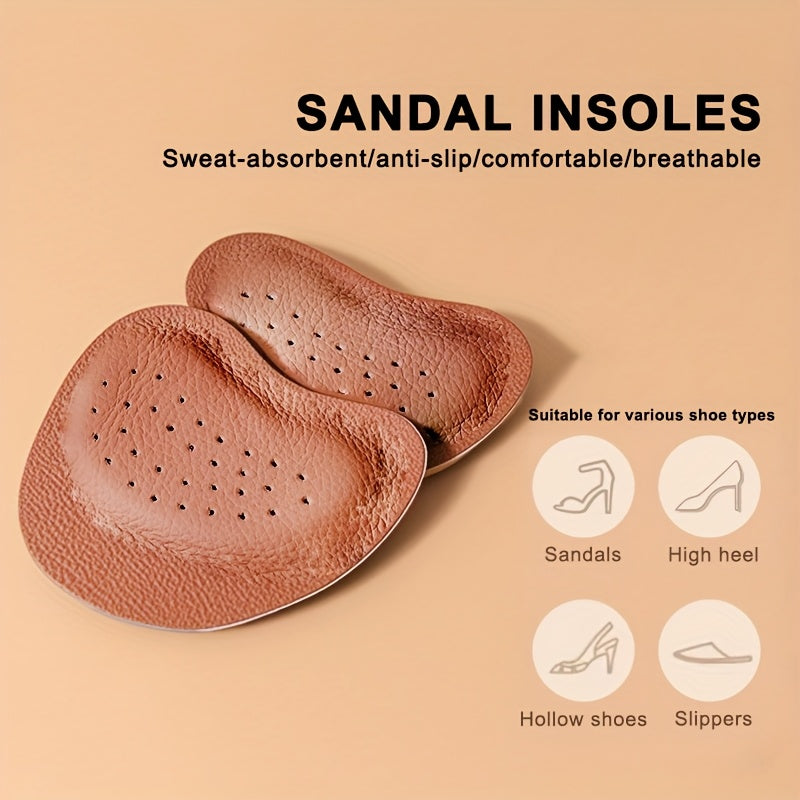 Women's High Heel Insoles Anti-Slip Forefoot Pads Soft Leather Comfortable Support