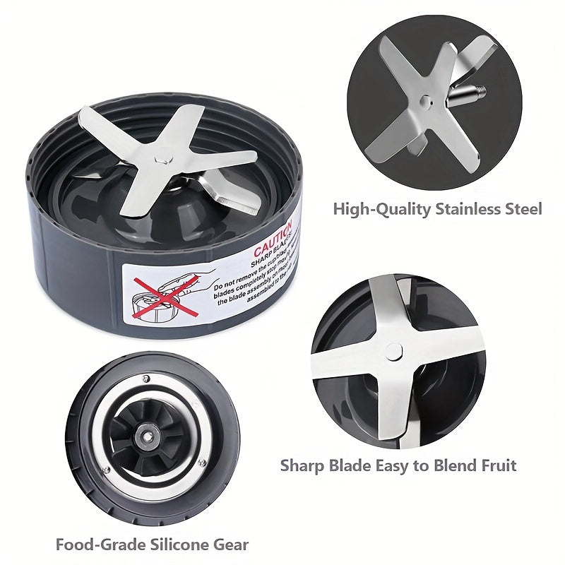NutriBullet 600W/900W Pro uchun zanglamaydigan po'latdan yasalgan ekstraktor pichog'i - silikon kauchuk muhrlar va O-ringlar bilan mos keladi - blender uchun oziq-ovqat xavfsizligi bo'yicha almashtirish qismi