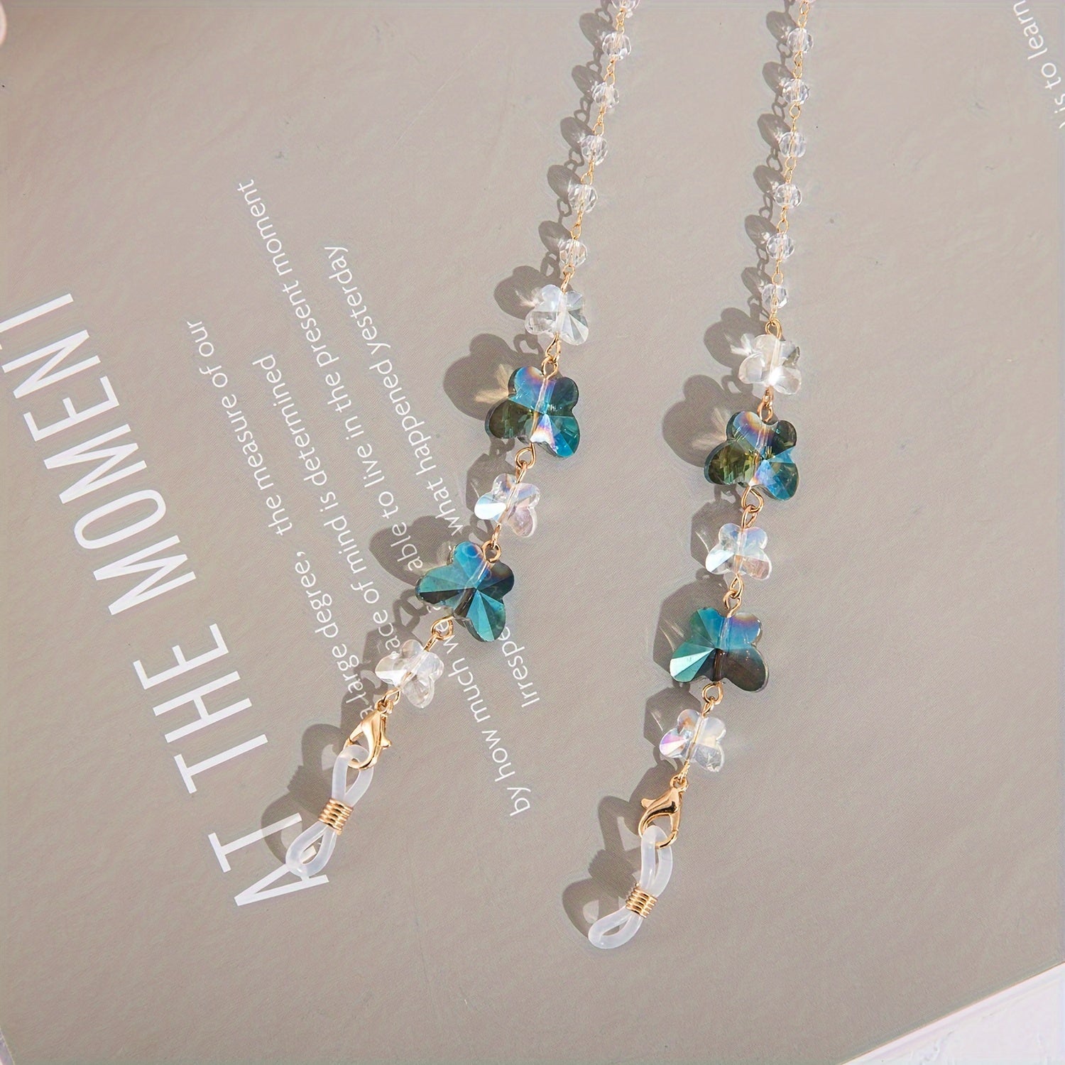 Zarif Kristall Qushlar Ko'zoynak Zanjiri - Ayollar uchun Ko'zoynak va Niqoblar uchun Zamonaviy Sirpanmas Lanyard