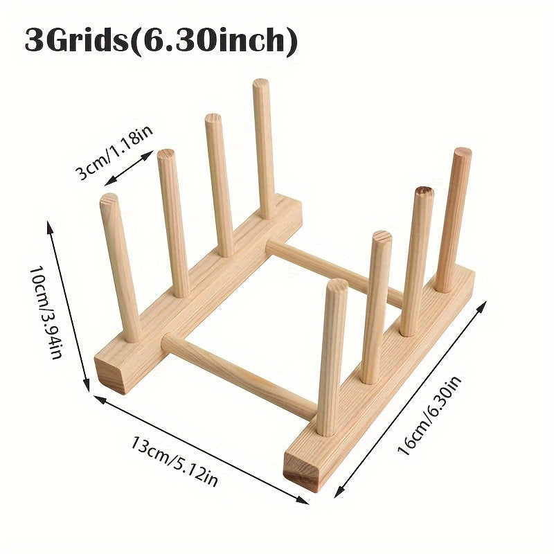Wooden Kitchen Plate Rack Organizer for Dishes Bowls Cups and Lids