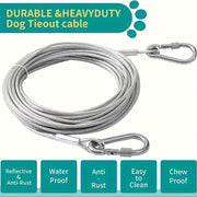 Heavy-Duty Reflective Dog Tie-Out Cable 4.57m for Large Dogs Up to 113kg Waterproof Steel Wire