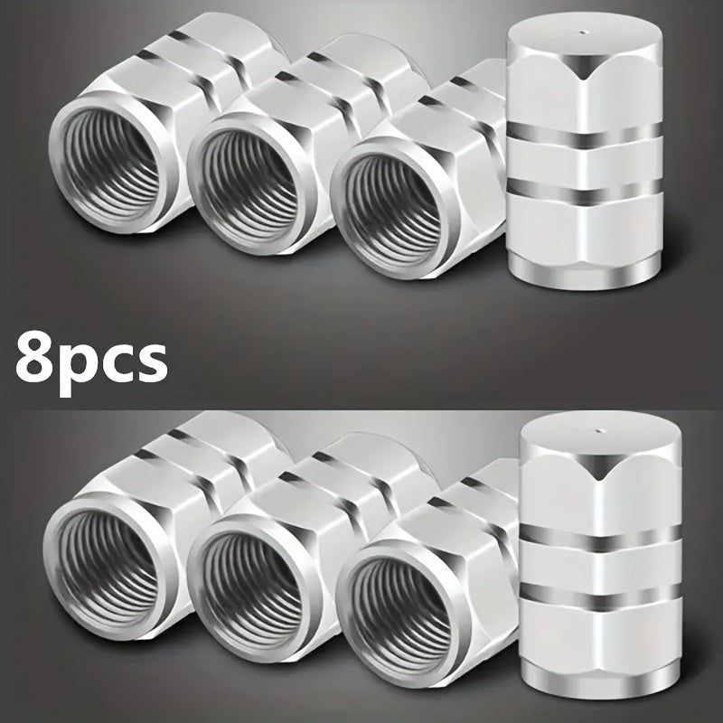 Set of 8 Aluminum Gold Tire Valve Caps Dustproof Compatible with Cars, Motorcycles, Trucks
